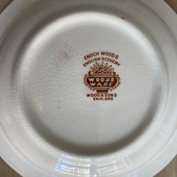 Set of 2 Enoch Woods English Scenery Brown Multicolor Bowl and Square Cake Plate - Picture 11 of 14